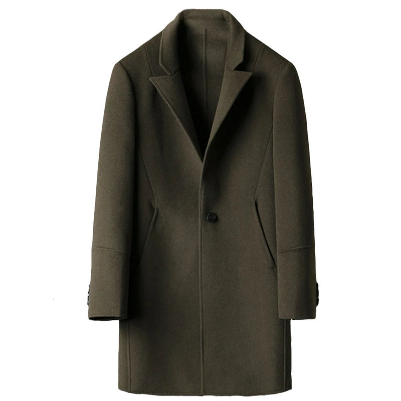 Men Wool Coat Double-sided Cashmere Winter Casual Mens