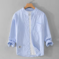 Oxford Cotton Three Quarter Sleeve Shirt for Men Summer Casual Tops