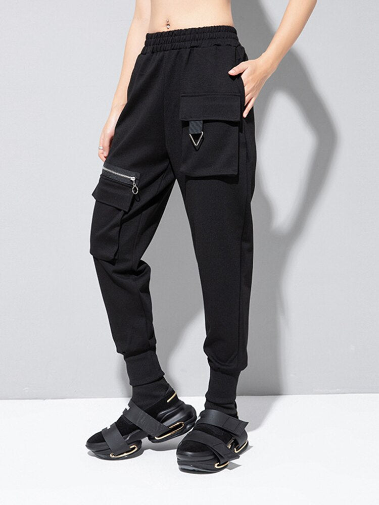 Waist Zipper Long Harem Pants New Loose Fit Trousers Women Tide Spring Autumn