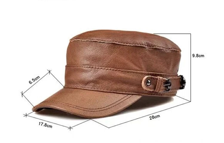 Winter Men Genuine Leather European/American Streetwear Baseball cap Fitted