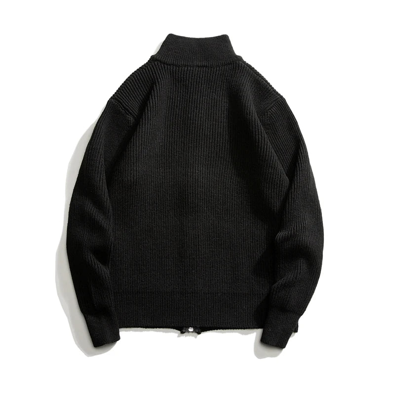 Autumn Winter Thick Warm Turtleneck Cardigan Men Clothing Soft Zipper Knitwear Sweater