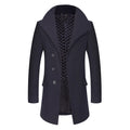 Winter Men Wool Coats Long Jackets Stand Collar Overcoat Classic Slim Fit Solid Color Jacket Coat