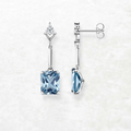 Drop Earrings Square Aquamarine Europe Style Fine Jewelry Trendy Gift For Women In 925 Sterling Silver