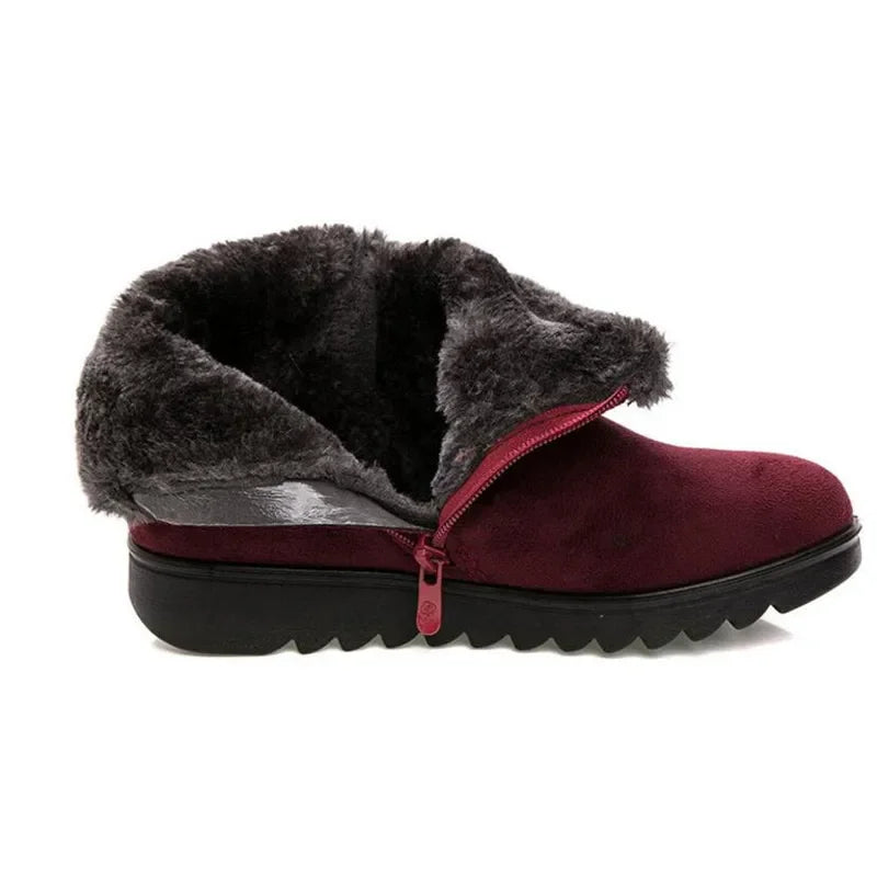 Warm snow boots short fur plush winter ankle shoes women