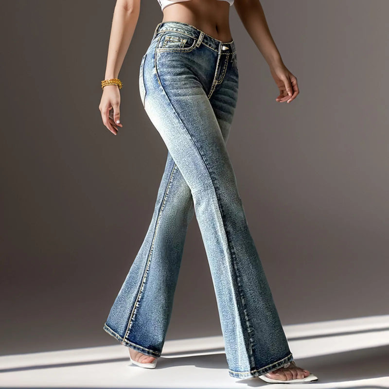 Flare Jeans Women Skinny High Waist Denim Pants Denim Trousers Retro