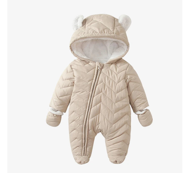 Winter Infant Boys Girls Overalls Soft Fleece Outerwear Rompers Infant Coat Hooded Kids Boys Jumpsuits