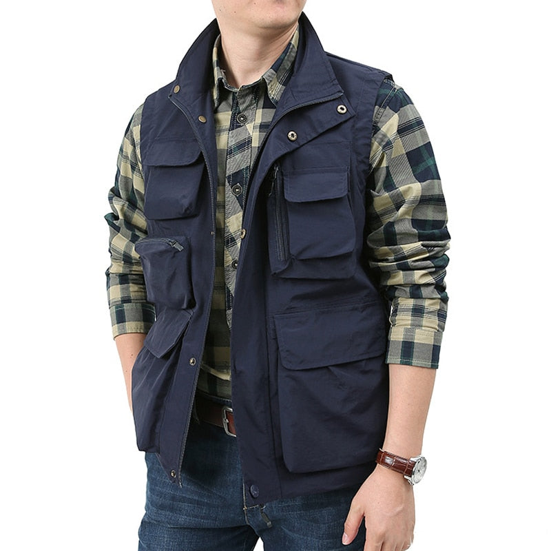 Men Casual Vest Waterproof Quick-drying Multi-pocket Vest Men Outdoor Tactical Photography Hunting Sports Clothing