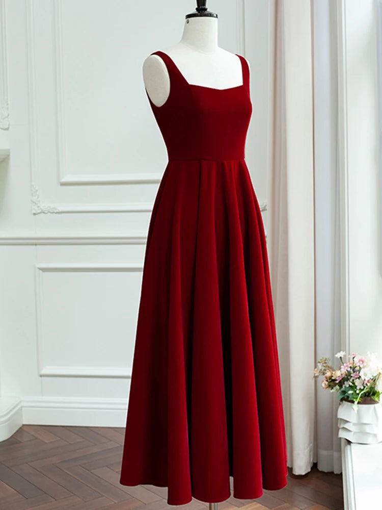 Evening Dress For Women Square Collar Causal Elegant Dresses Female Clothing