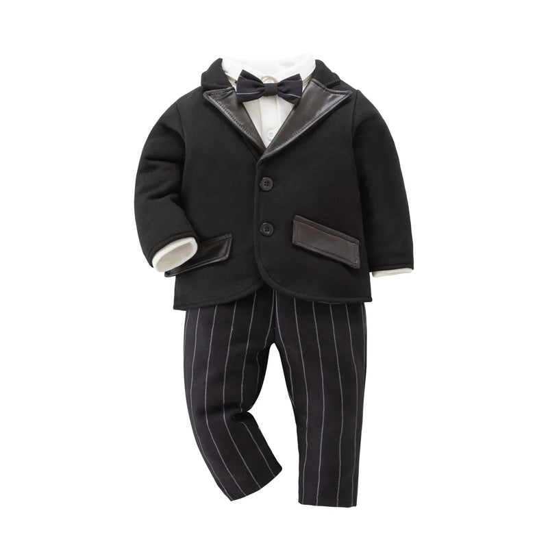 Winter Men Gentleman Suit Baby Padded Suit Children Clothing Set