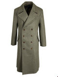 Men Long Coat Overcoat Double Breasted Warm Woolen Pockets Business Causal Tailored