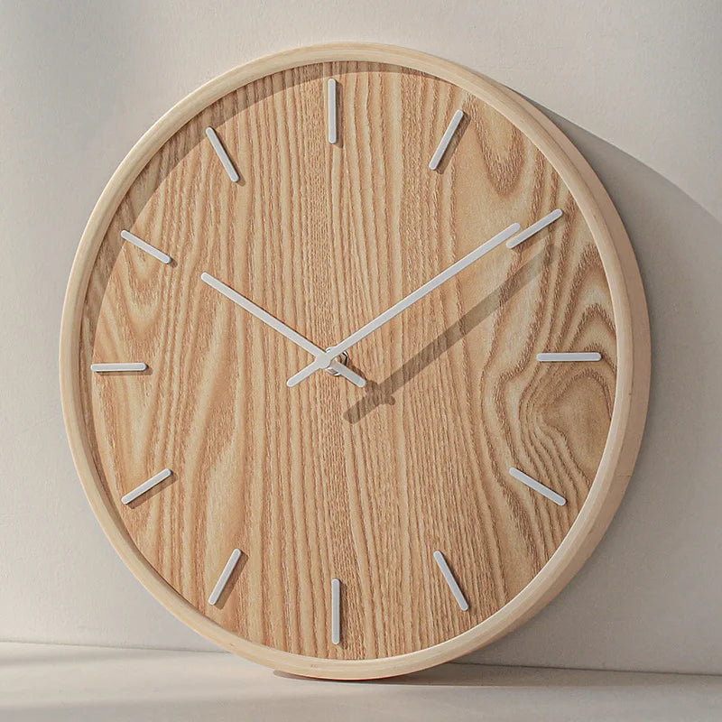 Household mute wall clock living room bedroom simple modern wall watch wooden