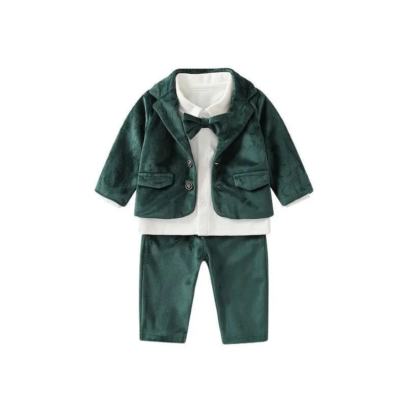 Child Christmas Day for Boys Clothes Outfits Kids Boy Gentleman Sets Winter Velvet Coats Jacket