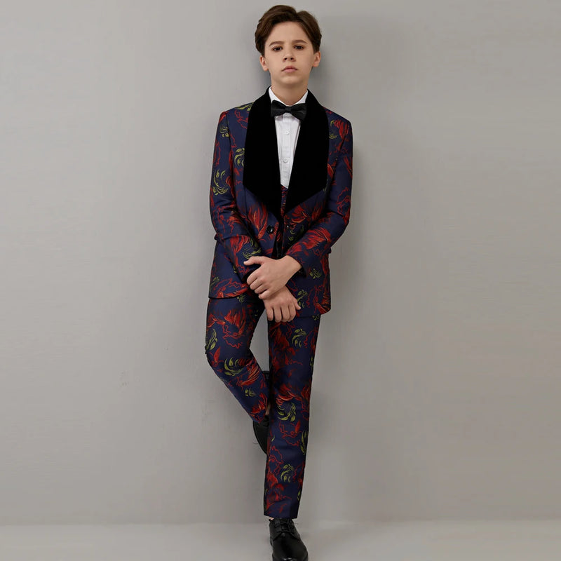 Formal Dress Suit Set Handsome Boy Wedding Blazer Vest Pants Bowtie Outfit