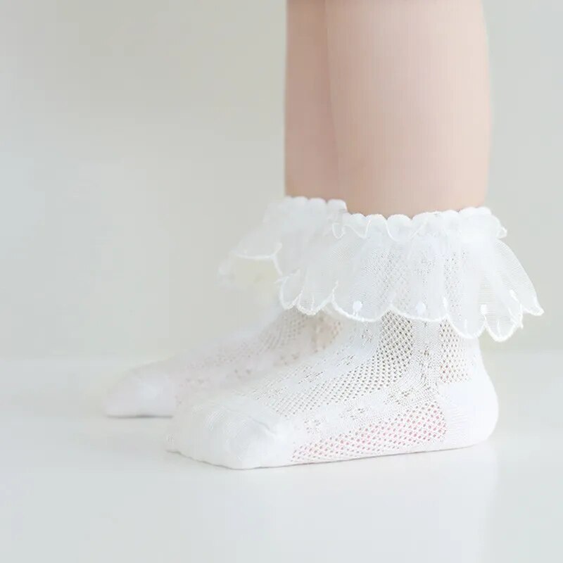 Baby Girls Summer Socks Babies Combed Cotton Lace Fish-net Stocking Children Anklet Kids Accessories