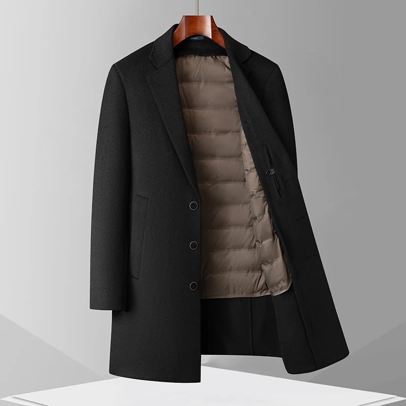 Autumn and Winter Wool Coat Men Outdoor Casual Wool Detachable Down Jacket