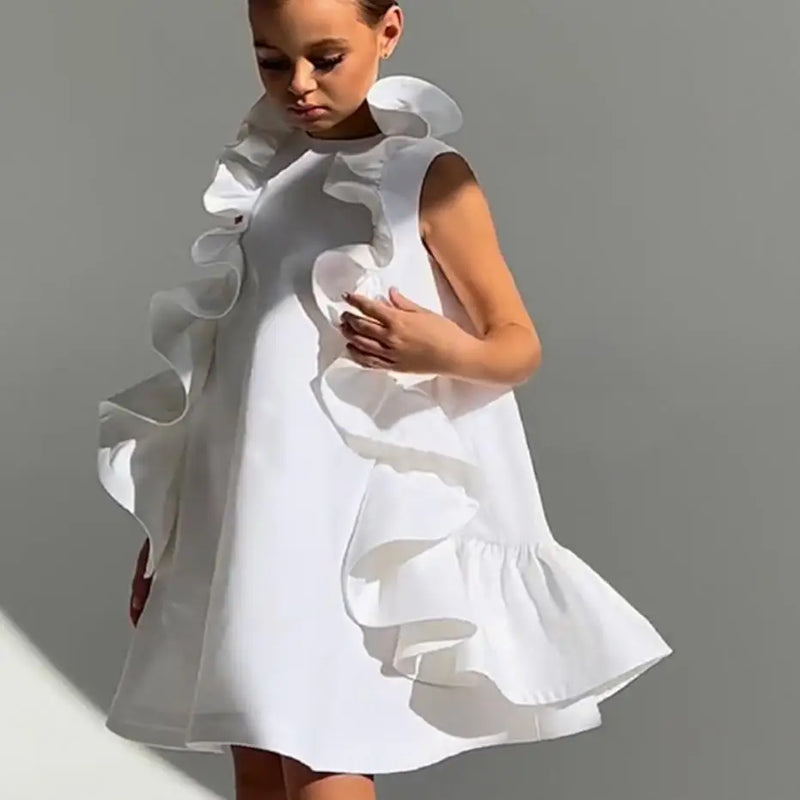 Summer Spanish Princess Evening Gown Ruffles Sleeveless Design Birthday Baptism Party Girls Dress