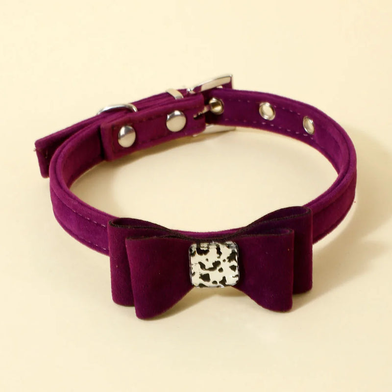 Soft Velvet Cat Collar Small Puppy Cat Dog Collars Bow Kitten Collar Bowknot Necklace