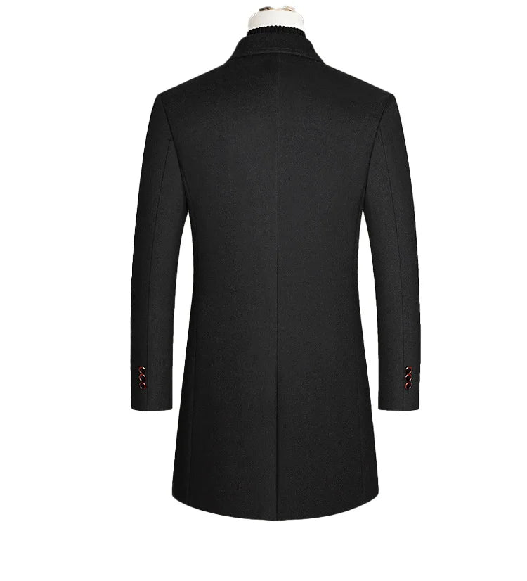 Winter Men Wool Coat Cashmere Blended Slim Fitting Business Casual Wool Coat