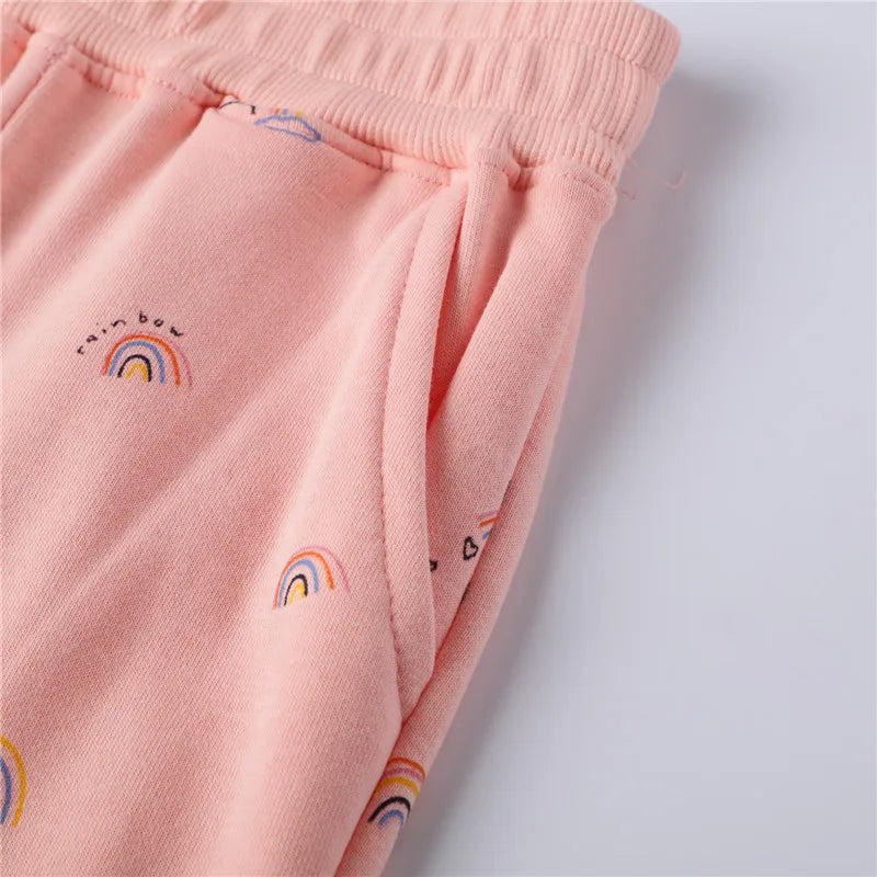 Girls Sweatpants for Autumn Spring Baby Animals Long Pants Drawstring Children's Clothing