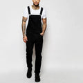 Autumn Men Overalls Men Casual Loose Long Denim Pants Splice Straight Rompers