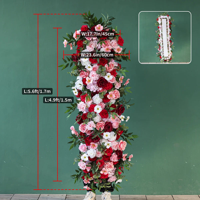 Party Decorations Customized Pink Greenery Artificial Rose Hydrangea Flower Arrangement Event Backdrop Props valentine's day