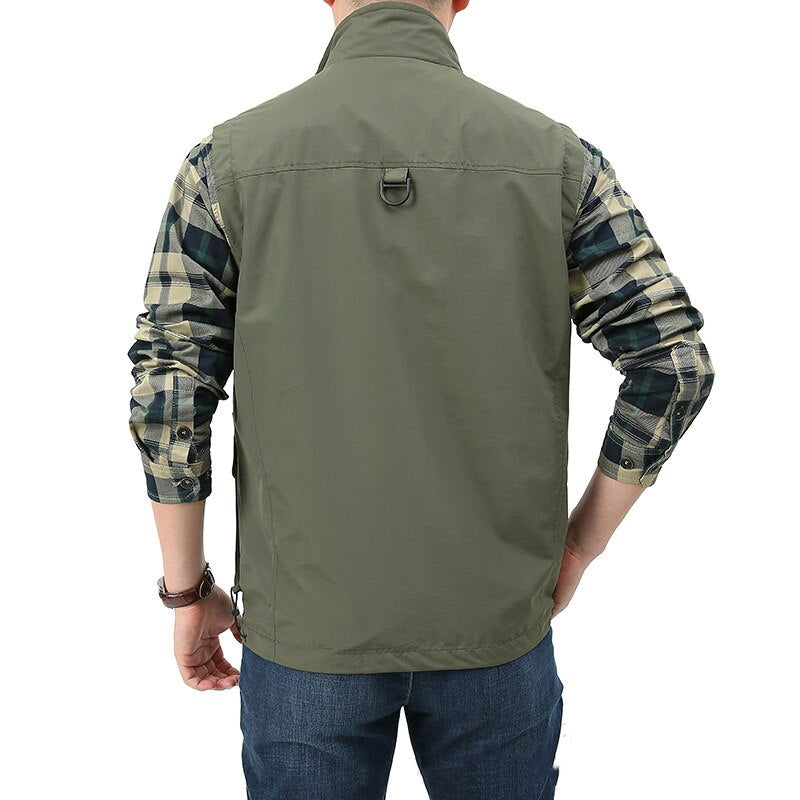 Men Casual Vest Waterproof Quick-drying Multi-pocket Vest Men Outdoor Tactical Photography Hunting Sports Clothing