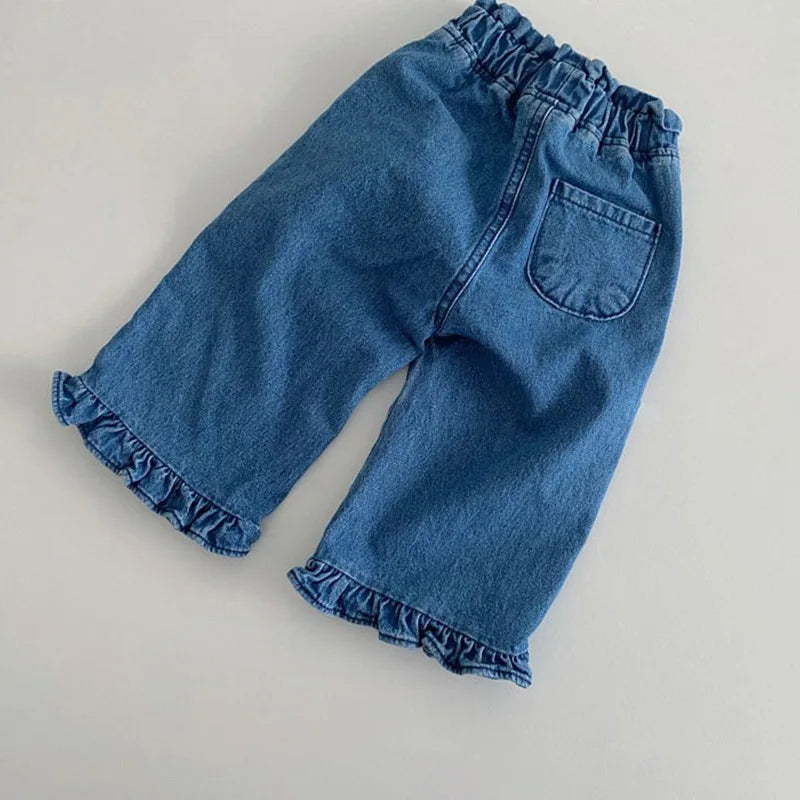 Autumn Girl Baby Casual Denim Pants Kid Cotton Loose Trousers