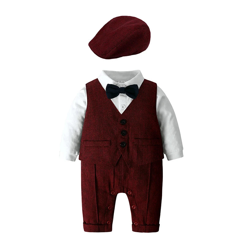 Gentleman Infant Baby Boys Clothes Set Shirt Bow Tie Outfits Cute Suit