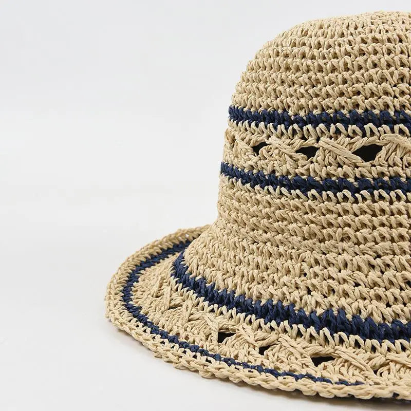 Summer Hat Women's Vacation Style Beach Hat Foldable Tourism Sun Protection Sun Shade Handmade Crochet Weave Hat