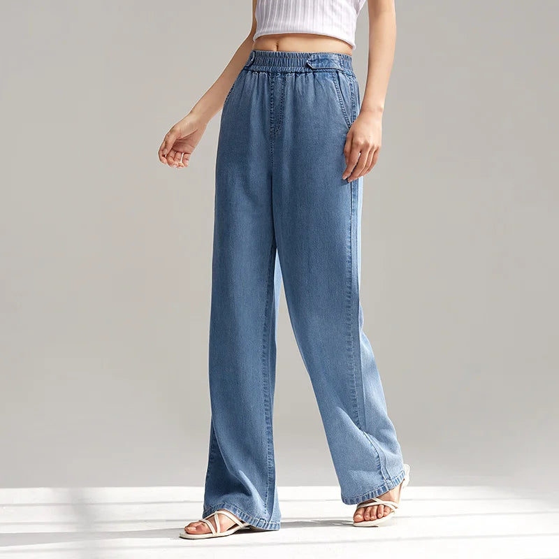 Women Trousers Simple Style Summer Wide-Legged Trousers