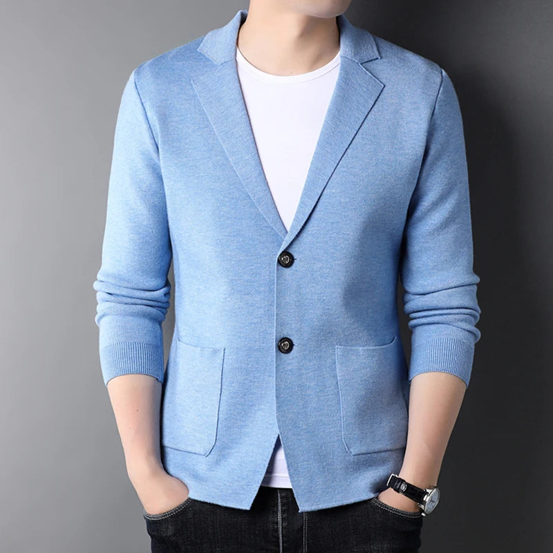 Wool Men's Knit Single Cardigan Coat Spring Classic Knitted Jacket suit knitted sweater