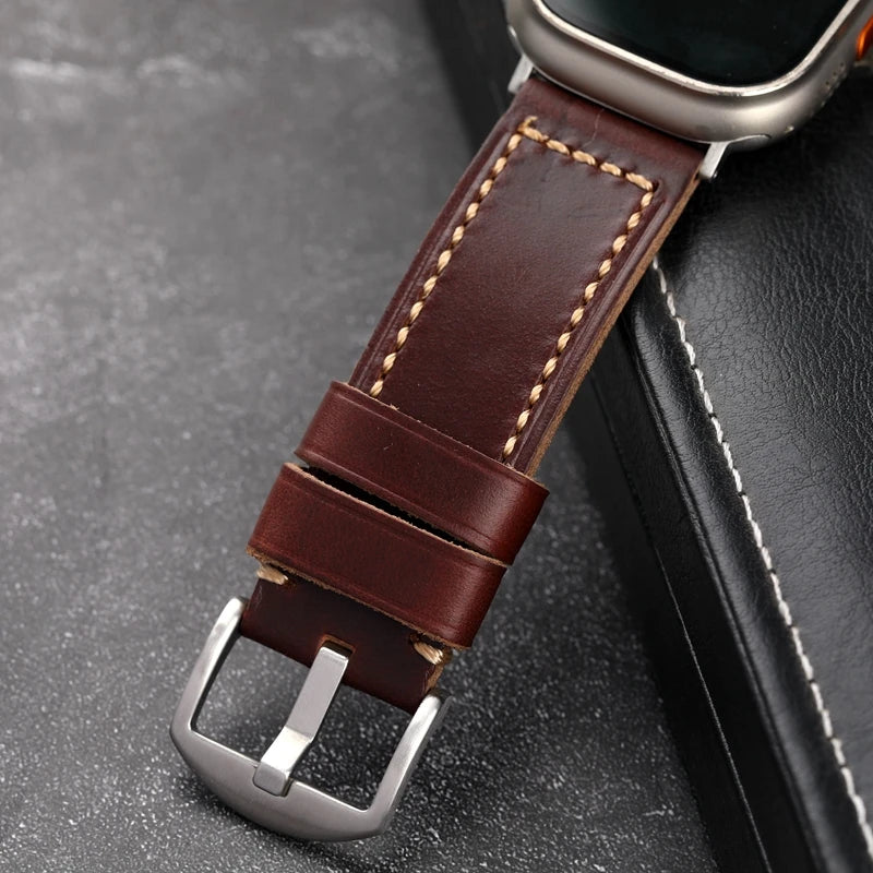 Handmade Leather Watchband Thickened Strap Leather Men