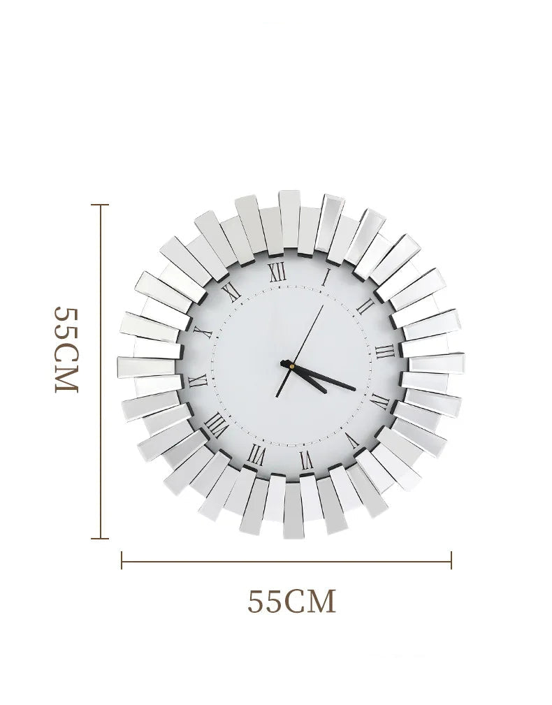 Glass spelling mirror wall clock light luxury modern creative clock living room porch wall hanging decorative clock