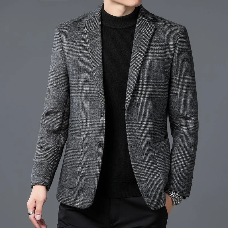 Wool Warm Men for Blazer Autumn Winter Men Smart Casual Classic Single Breasted Blazer