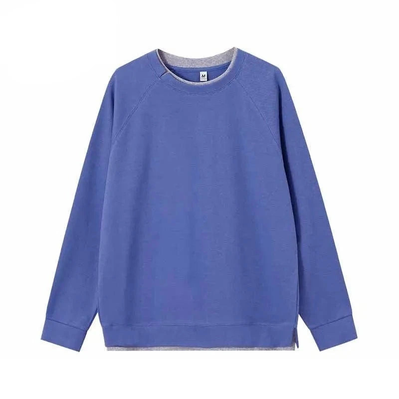 Twill Cotton Sweatshirt Autumn and Winter Solid Loose Women Sweater