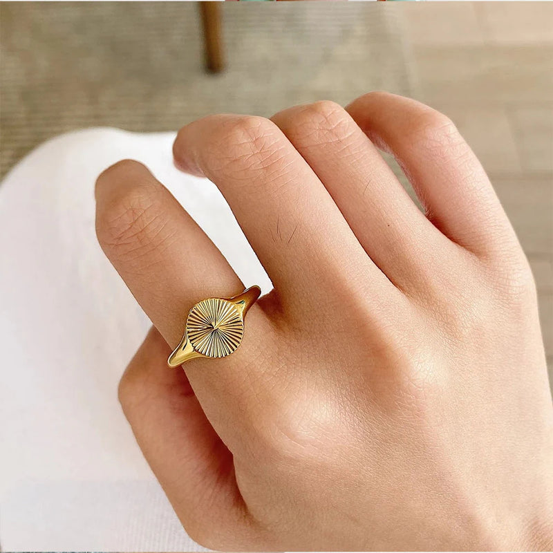 Rings for Women  Do Not Fade Wave Rays Texture Ladies Ring Jewelry