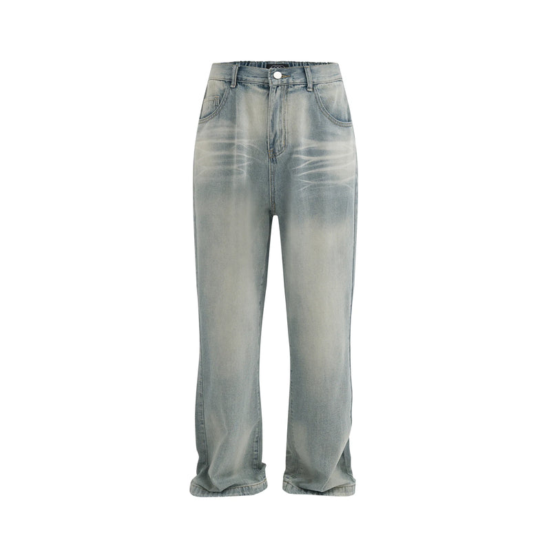 Lightning Blue Jeans Pantalones Straight Vintage Denim Trousers