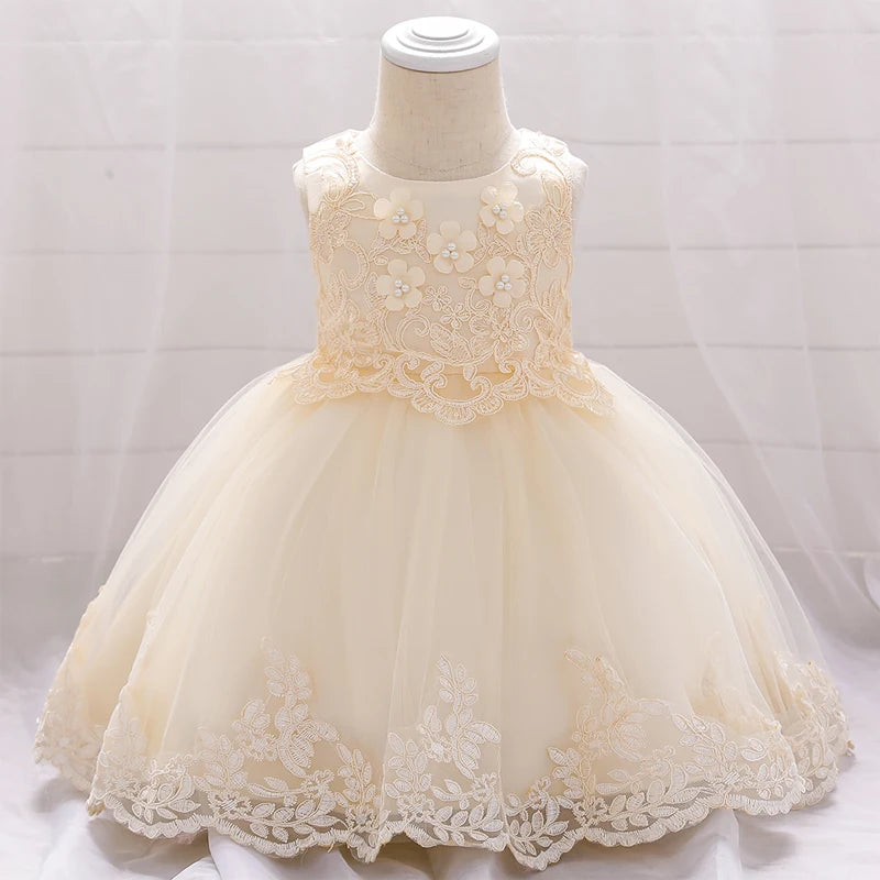 Summer Ceremony First Birthday Dress For Baby Girl Clothes Flower Baptism Princess Dress