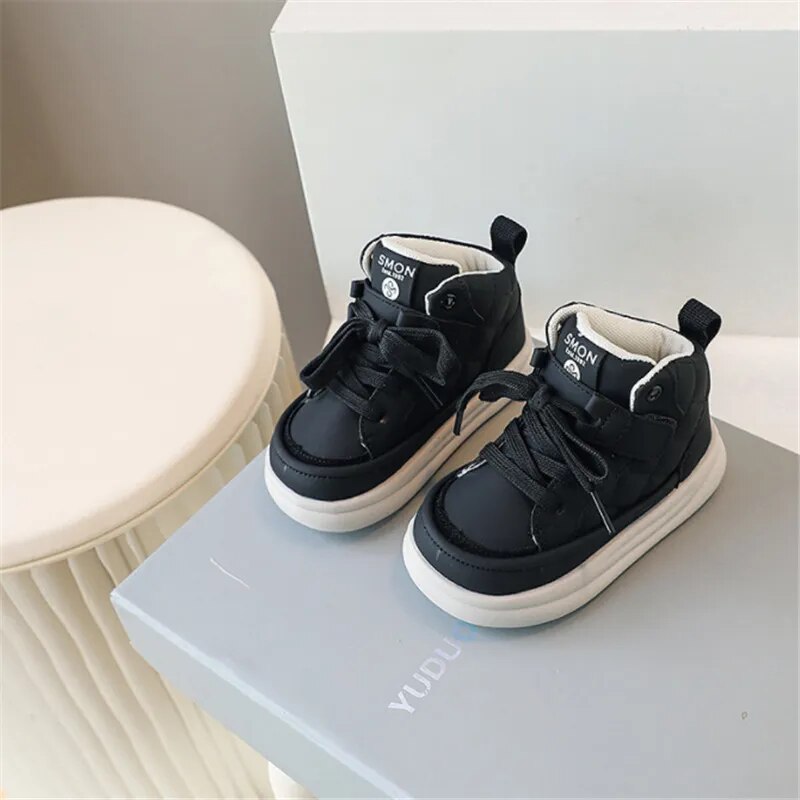 Autumn Baby Shoes Leather Toddler Boys Girls Sneakers High-help Outdoor Tennis Breathable Little Kids Sneakers