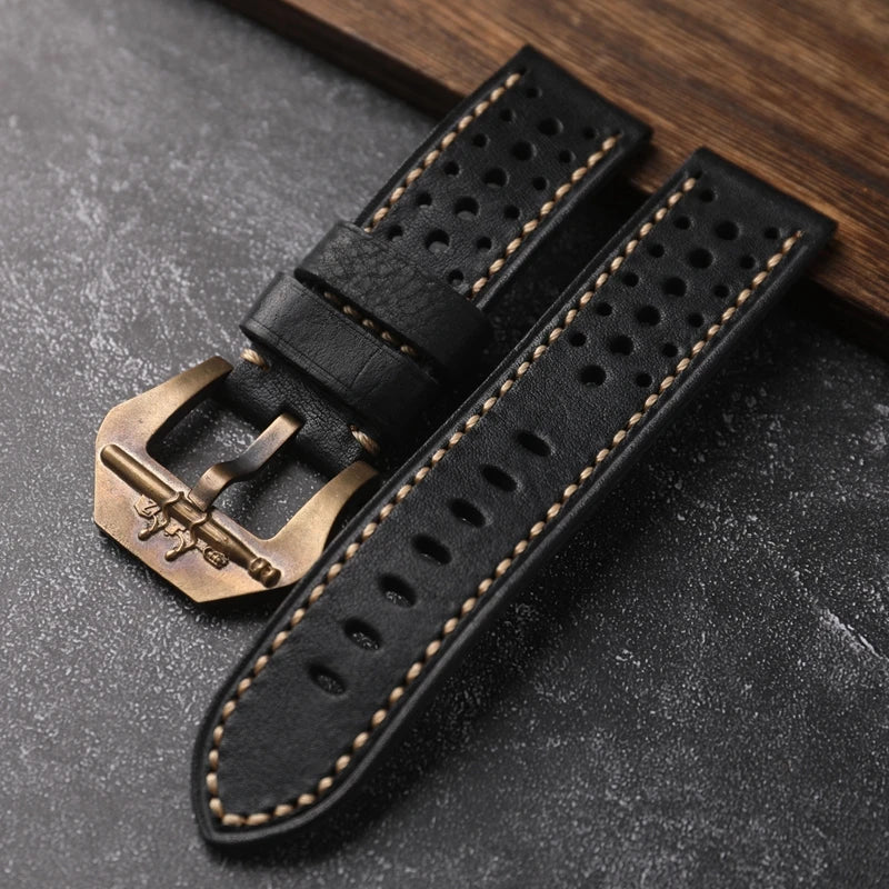 Handmade Leather Watchband Breathable Style Thickened Style Men's Bracelet Vintage Style