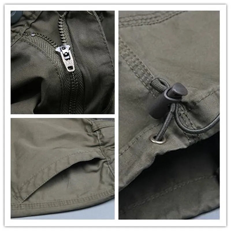 Men Summer Casual Cotton Multi Pockets Breeches Cropped Trousers Military Camouflage Shorts