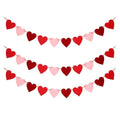 3pcs Red Hearts Felt Garland Banner Pull Flowers Valentine Wedding Birthday Party Decor