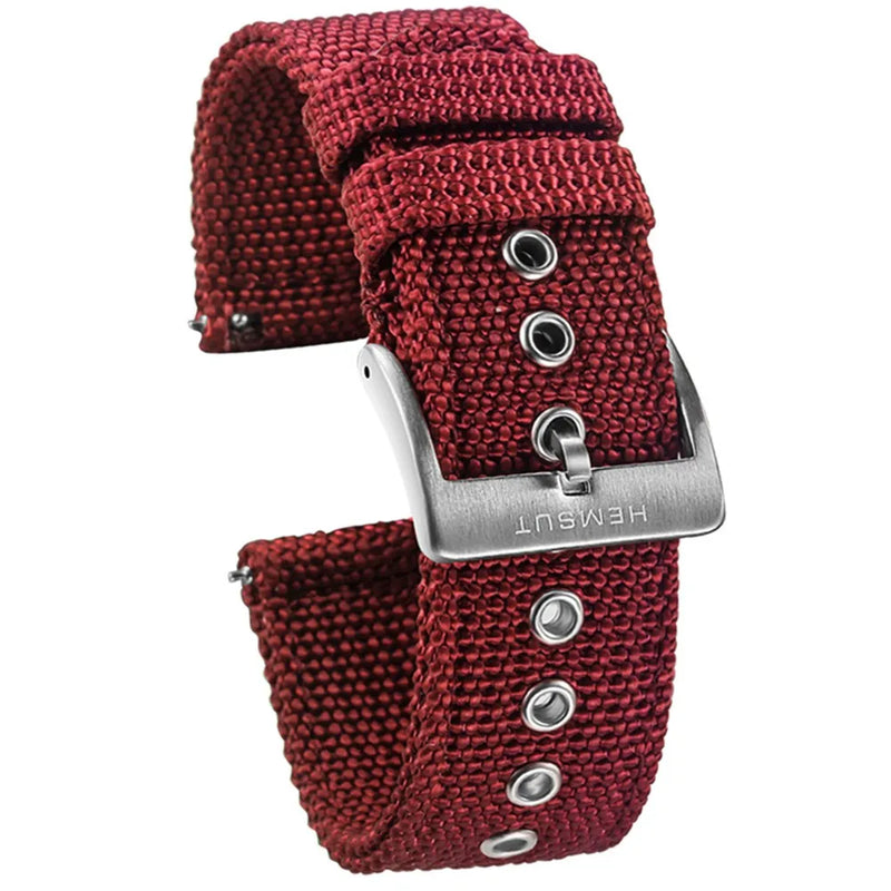 Canvas Watch Bands Red Quick Release Watch Straps and Heavy Duty Brushed Buckle