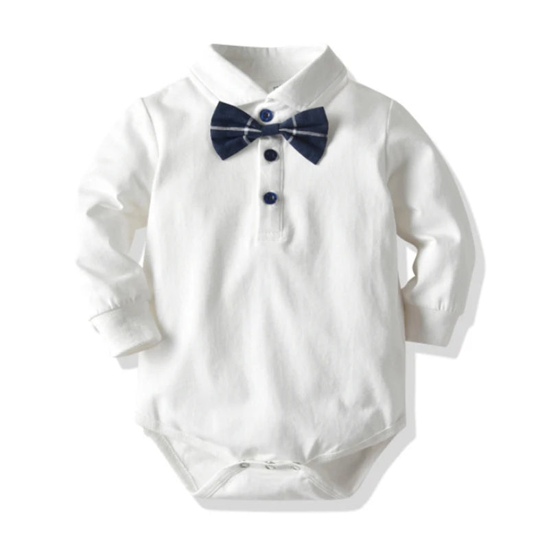 Boys Gentleman Clothes Baby Formal Romper Outfit Newborn Party Birthday Dresses Infant Spring & Autumn Soft Cotton Wear