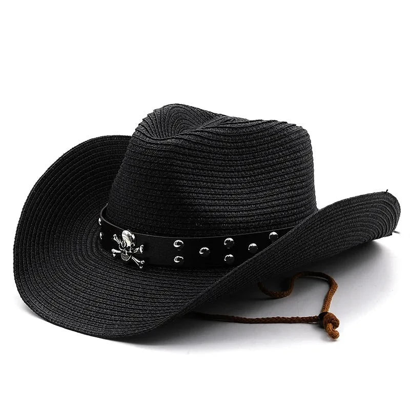 Punk Men Western Hat Summer Straw Beach Hats Panama