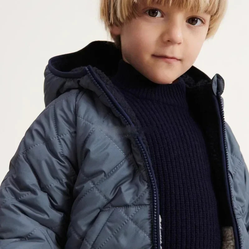 Winter down Jacket Reversible for Baby Boys Girls Kids Outerwear Hooded Fleece Coat Kids