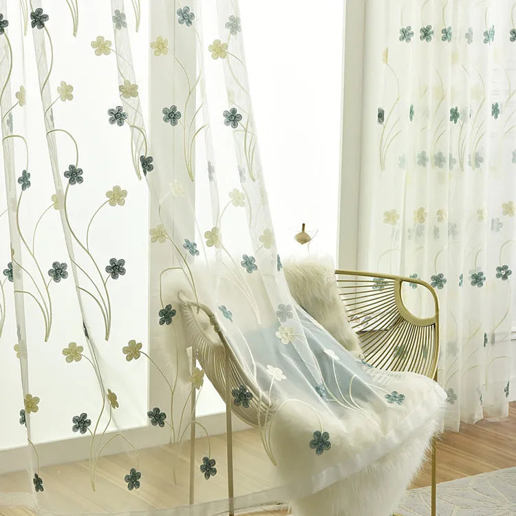 Embroidery Window Living Room Balcony Floating Window Floor Window Curtain