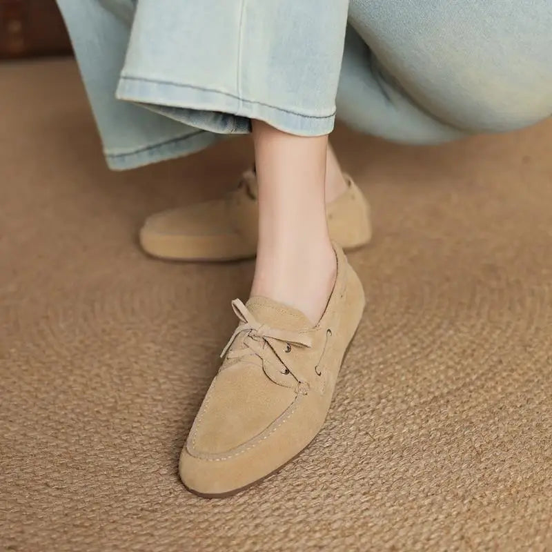 Genuine Leather Flat Shoes Women Casual Flats Ladies Loafers