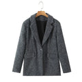 Women Casual Blazer Coat Autumn Winter Warm Woolen Outerwear