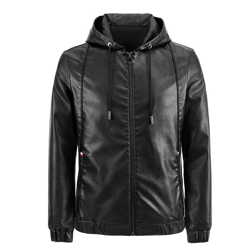 Handsome Trend Casual Male Hooded Slim Motorcycle Casual Jacket Thick Winter) Traveling